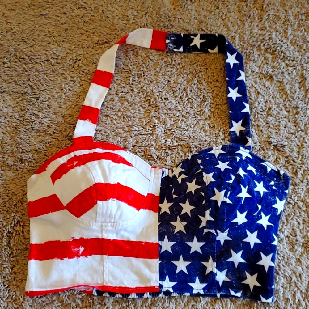 American Flag Pinup Crop Top